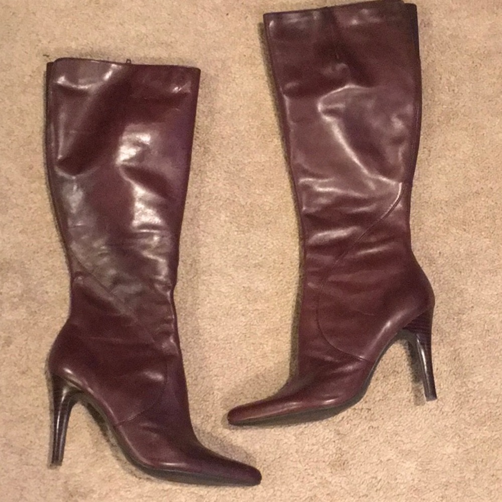 Brown leather boots